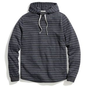 Marine Layer Double Knit Heather Grey Light Blue Pullover Hoodie